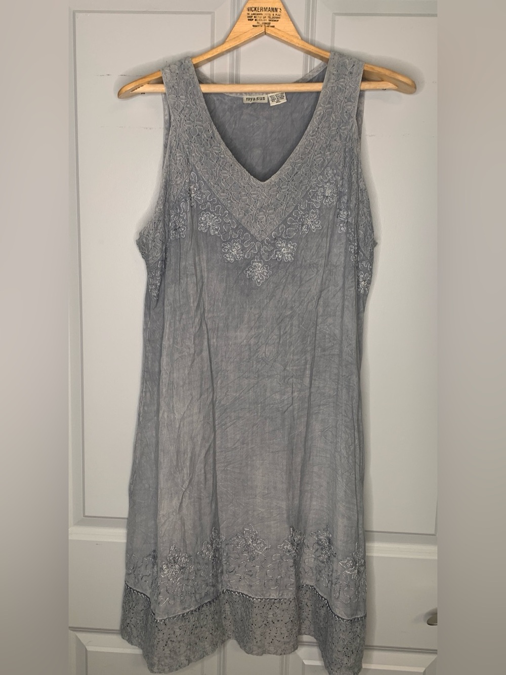 Raya Sun Blue Embroidered Tank Dress, Women's Size XL